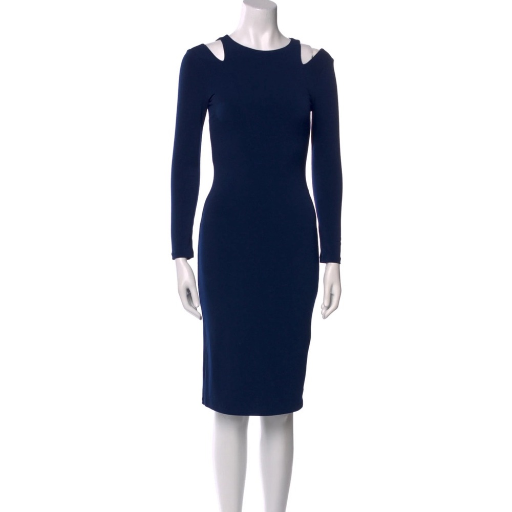 Alice + Olivia Navy Cutout Tabitha Sheath Dress | Long Sleeve Midi